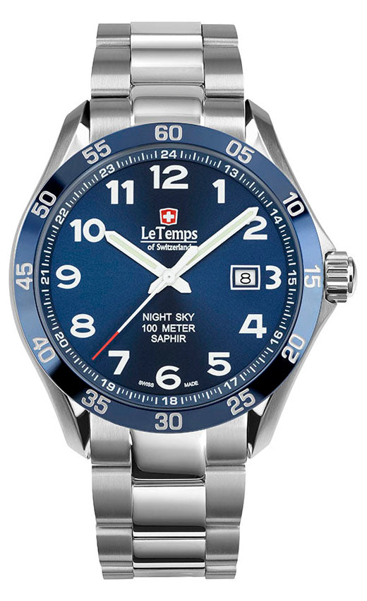 LeTemps SPORT ELEGANCE GENT 43 SAPHIR QUARZ WATCH 100M