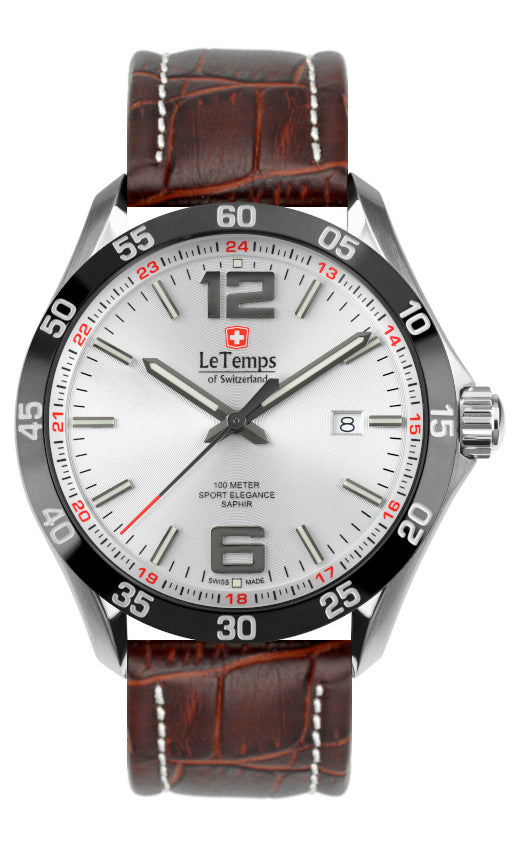 LeTemps SPORT ELEGANCE GENT 43 SAPHIR QUARZ WATCH 100M
