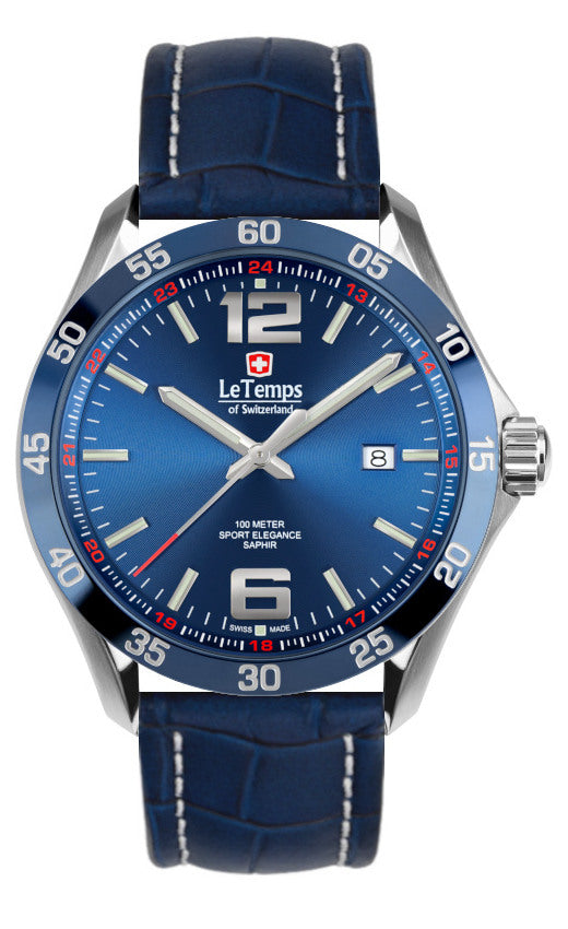LeTemps SPORT ELEGANCE GENT 43 SAPHIR QUARZ WATCH 100M