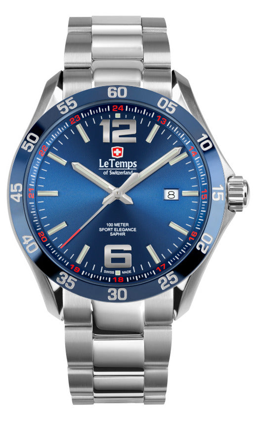LeTemps SPORT ELEGANCE GENT 43 SAPHIR QUARZ WATCH 100M