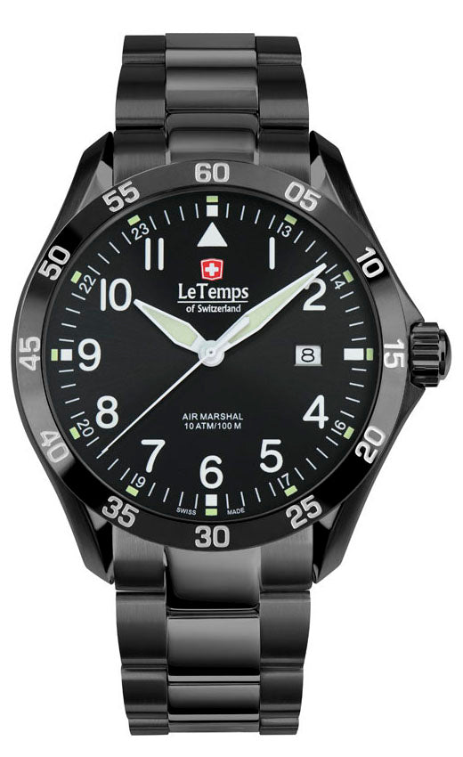 LeTemps AIR MARSHAL 43 SAPHIR QUARZ WATCH 100M