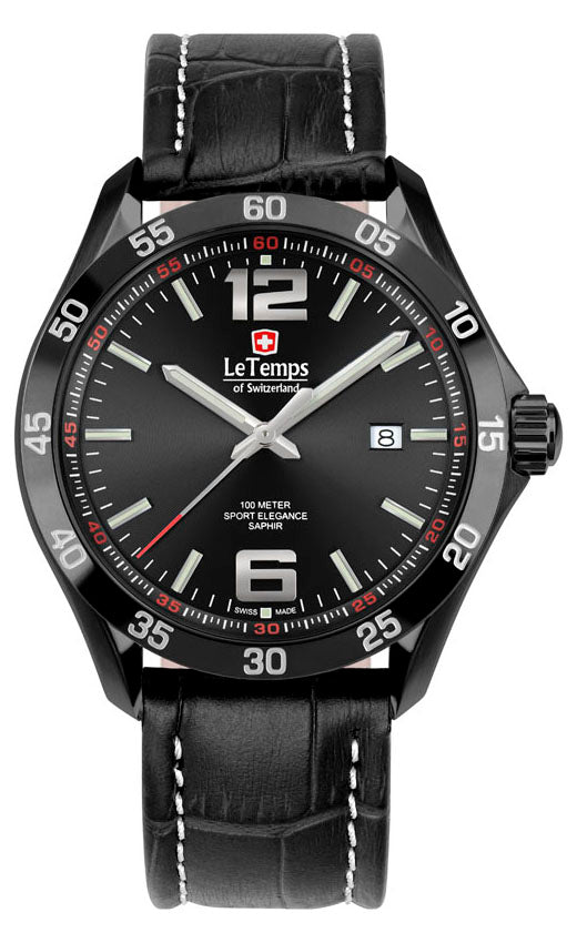 LeTemps SPORT ELEGANCE GENT 43 SAPHIR QUARZ WATCH 100M