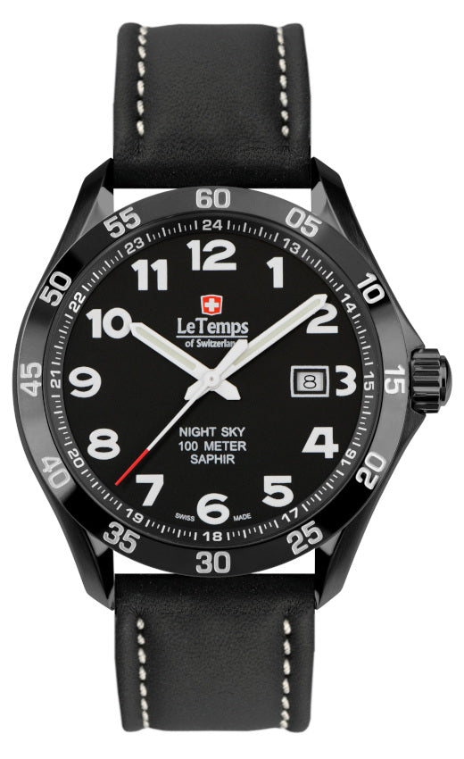 LeTemps SPORT ELEGANCE GENT 43 SAPHIR QUARZ WATCH 100M