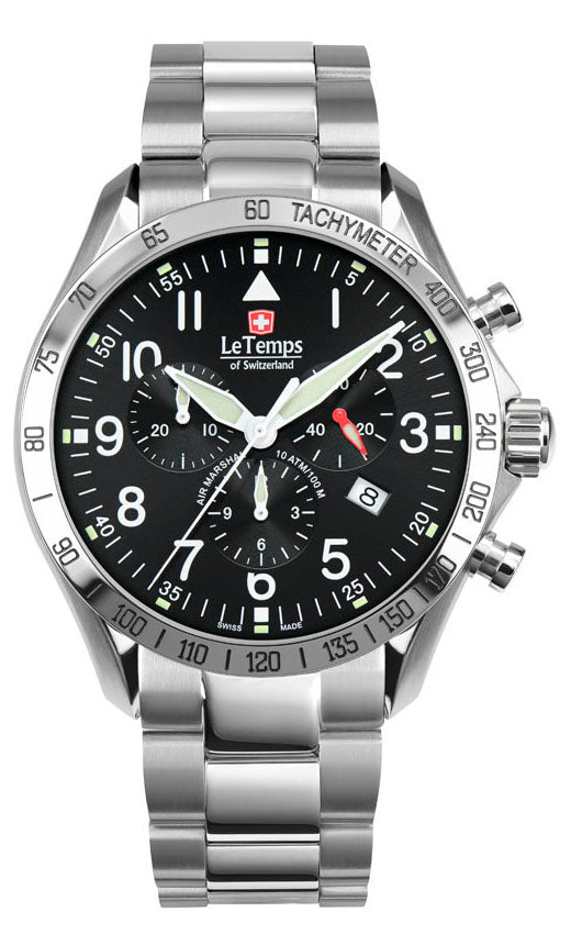 LeTemps AIR MARSHAL 43 Q. CHRONO SAPHIR WATCH 100M