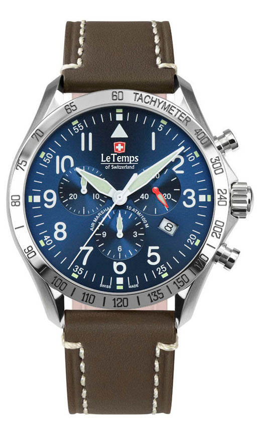 LeTemps AIR MARSHAL 43 Q. CHRONO SAPHIR WATCH 100M