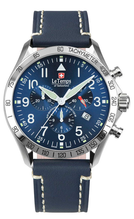 LeTemps AIR MARSHAL 43 Q. CHRONO SAPHIR WATCH 100M