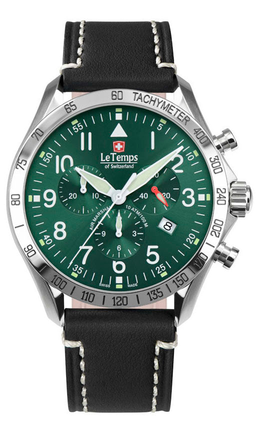 LeTemps AIR MARSHAL 43 Q. CHRONO SAPHIR WATCH 100M