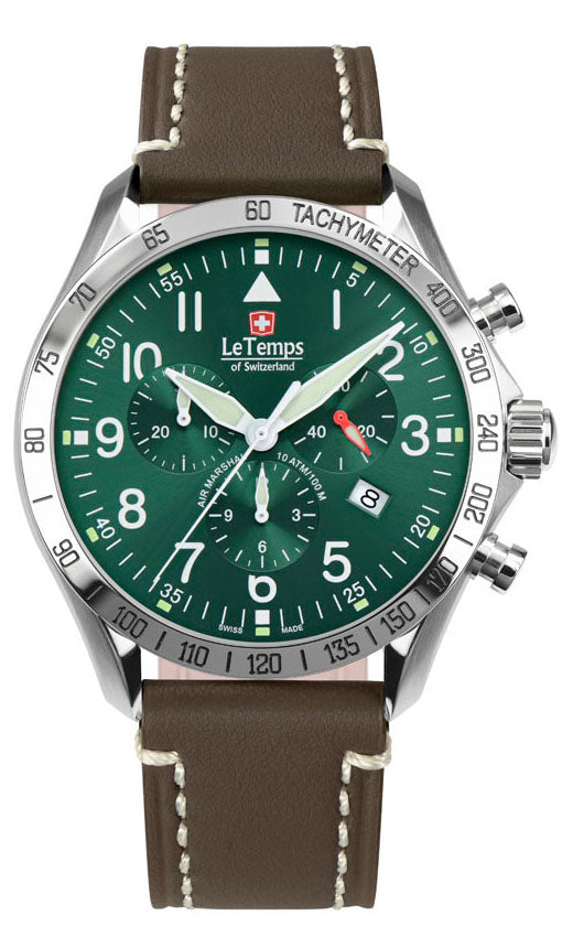 LeTemps AIR MARSHAL 43 Q. CHRONO SAPHIR WATCH 100M