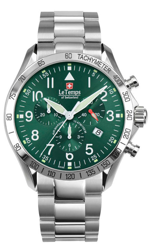 LeTemps AIR MARSHAL 43 Q. CHRONO SAPHIR WATCH 100M