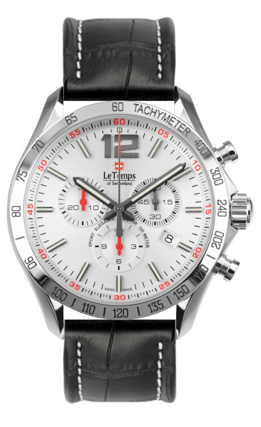 LeTemps SPORT ELEG. GENT 43 Q. CHRONO SAPHIR WATCH 100M