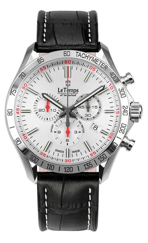 LeTemps SPORT ELEG. GENT 43 Q. CHRONO SAPHIR WATCH 100M