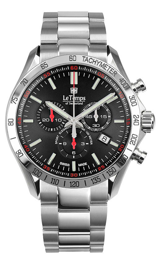 LeTemps SPORT ELEG. GENT 43 Q. CHRONO SAPHIR WATCH 100M