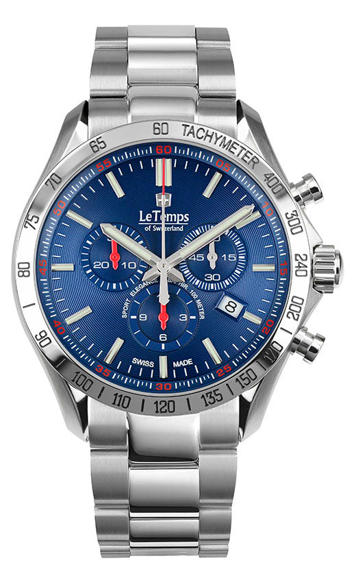 LeTemps SPORT ELEG. GENT 43 Q. CHRONO SAPHIR WATCH 100M