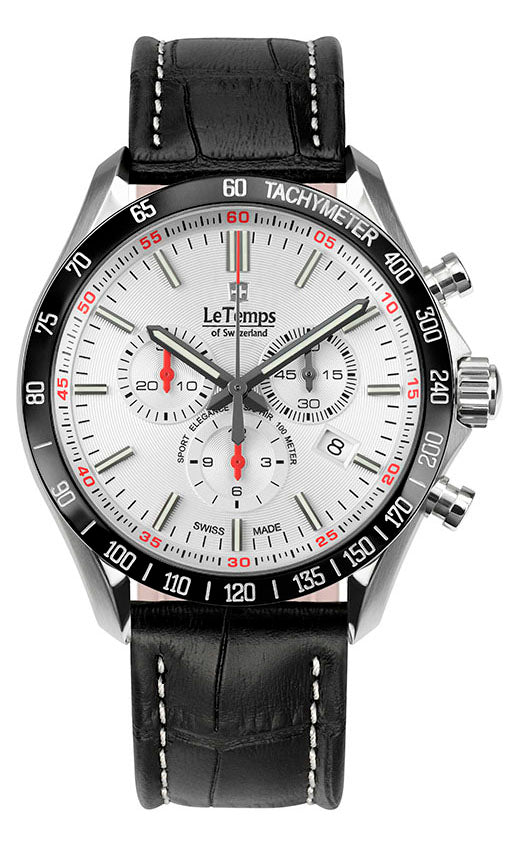 LeTemps SPORT ELEG. GENT 43 Q. CHRONO SAPHIR WATCH 100M