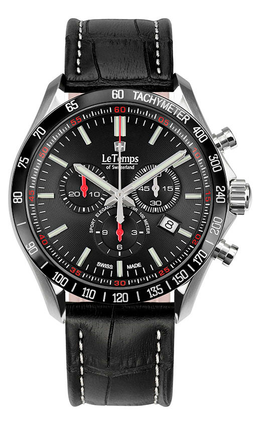 LeTemps SPORT ELEG. GENT 43 Q. CHRONO SAPHIR WATCH 100M