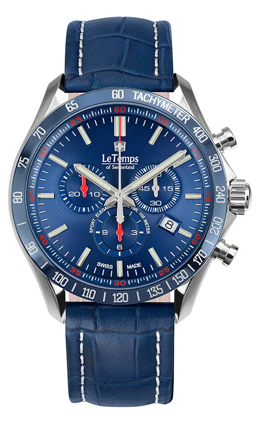 LeTemps SPORT ELEG. GENT 43 Q. CHRONO SAPHIR WATCH 100M