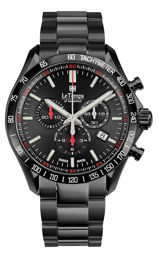 LeTemps SPORT ELEG. GENT 43 Q. CHRONO SAPHIR WATCH 100M