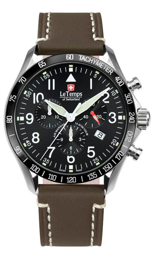 LeTemps AIR MARSHAL 43 Q. CHRONO SAPHIR WATCH 100M