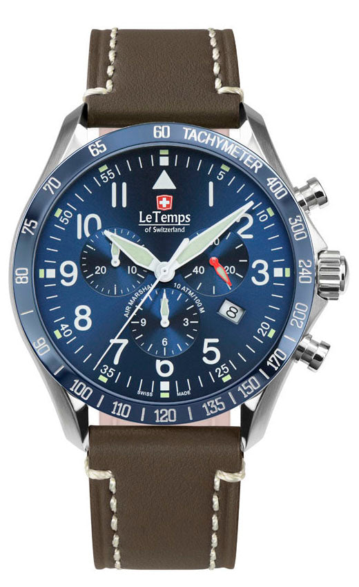 LeTemps AIR MARSHAL 43 Q. CHRONO SAPHIR WATCH 100M