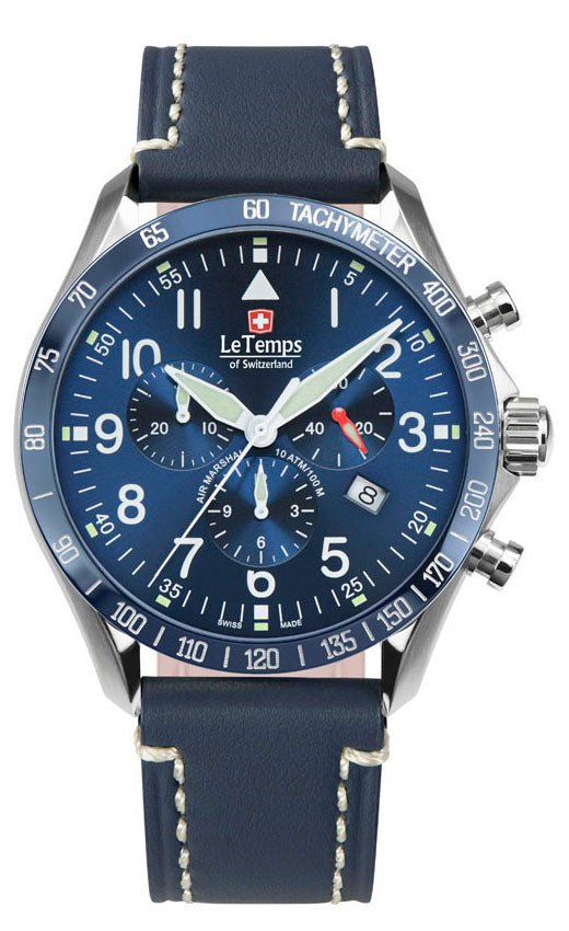 LeTemps AIR MARSHAL 43 Q. CHRONO SAPHIR WATCH 100M