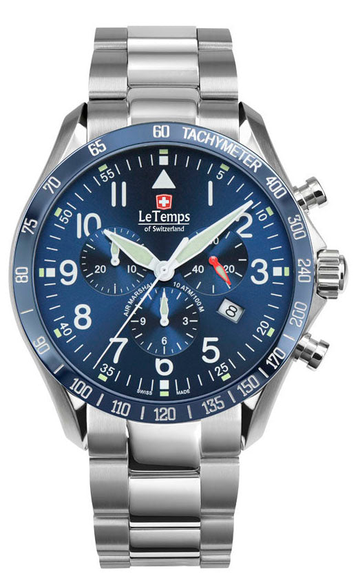 LeTemps AIR MARSHAL 43 Q. CHRONO SAPHIR WATCH 100M