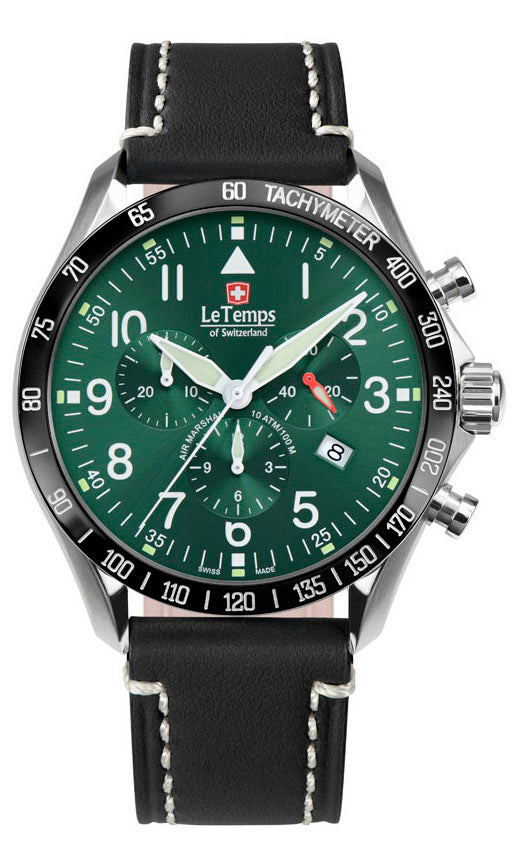LeTemps AIR MARSHAL 43 Q. CHRONO SAPHIR WATCH 100M