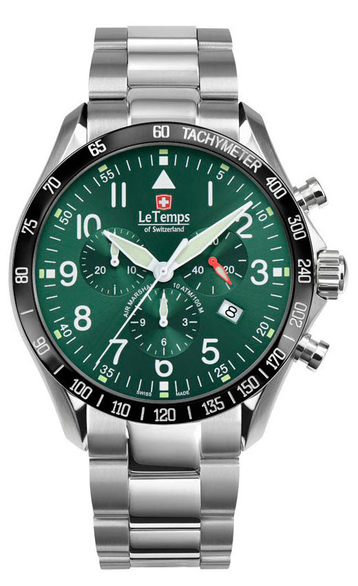 LeTemps AIR MARSHAL 43 Q. CHRONO SAPHIR WATCH 100M