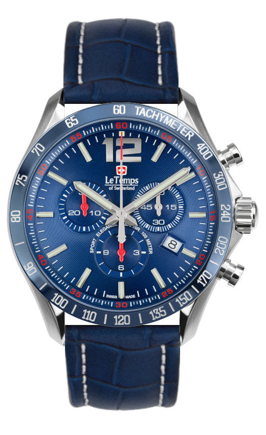 LeTemps SPORT ELEG. GENT 43 Q. CHRONO SAPHIR WATCH 100M
