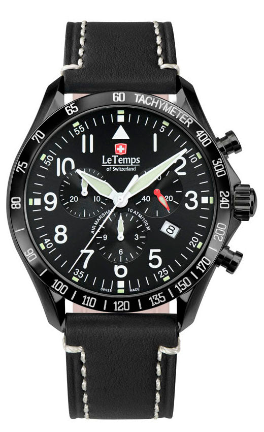 LeTemps AIR MARSHAL 43 Q. CHRONO SAPHIR WATCH 100M