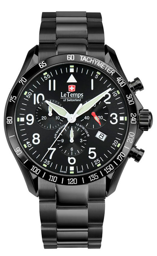 LeTemps AIR MARSHAL 43 Q. CHRONO SAPHIR WATCH 100M