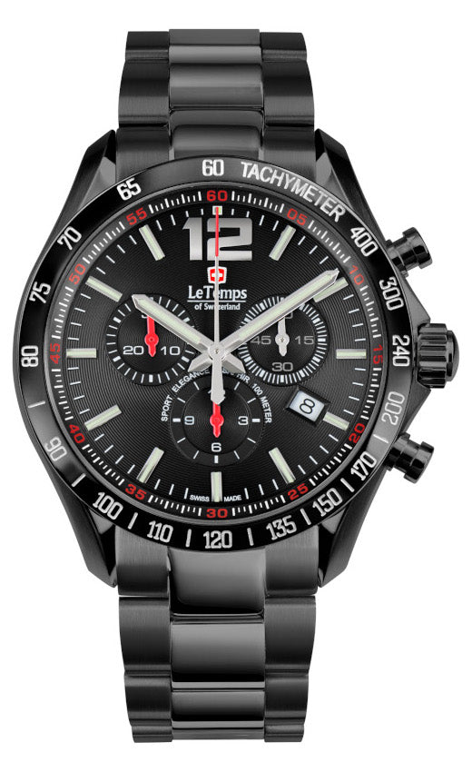 LeTemps SPORT ELEG. GENT 43 Q. CHRONO SAPHIR WATCH 100M