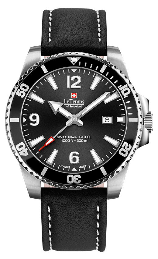 LeTemps SWISS NAVAL PATROL QUARZ SAPHIR DIVER WATCH 300M