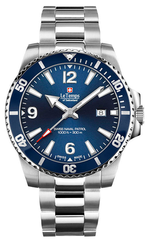 LeTemps SWISS NAVAL PATROL QUARZ SAPHIR DIVER WATCH 300M