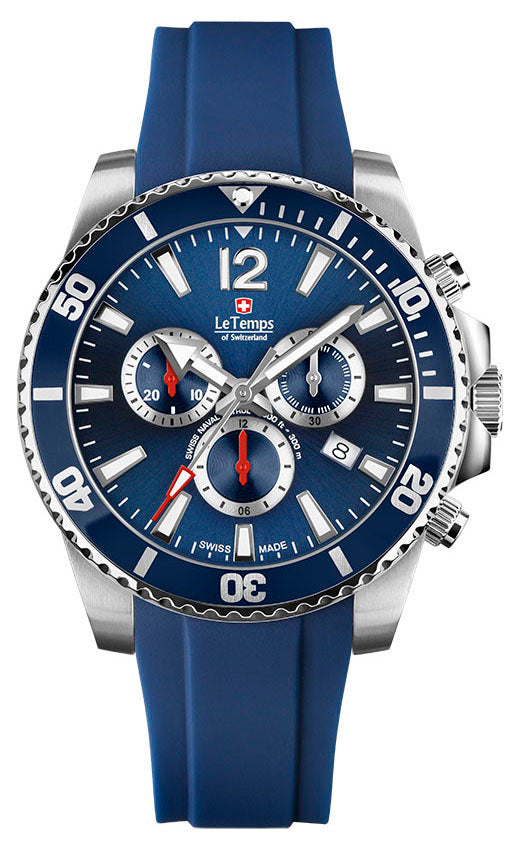 LeTemps SWISS NAVAL P. Q. CHRONO SAPHIR DIVER WATCH 300M