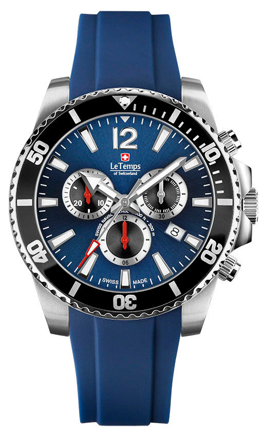 LeTemps SWISS NAVAL P. Q. CHRONO SAPHIR DIVER WATCH 300M