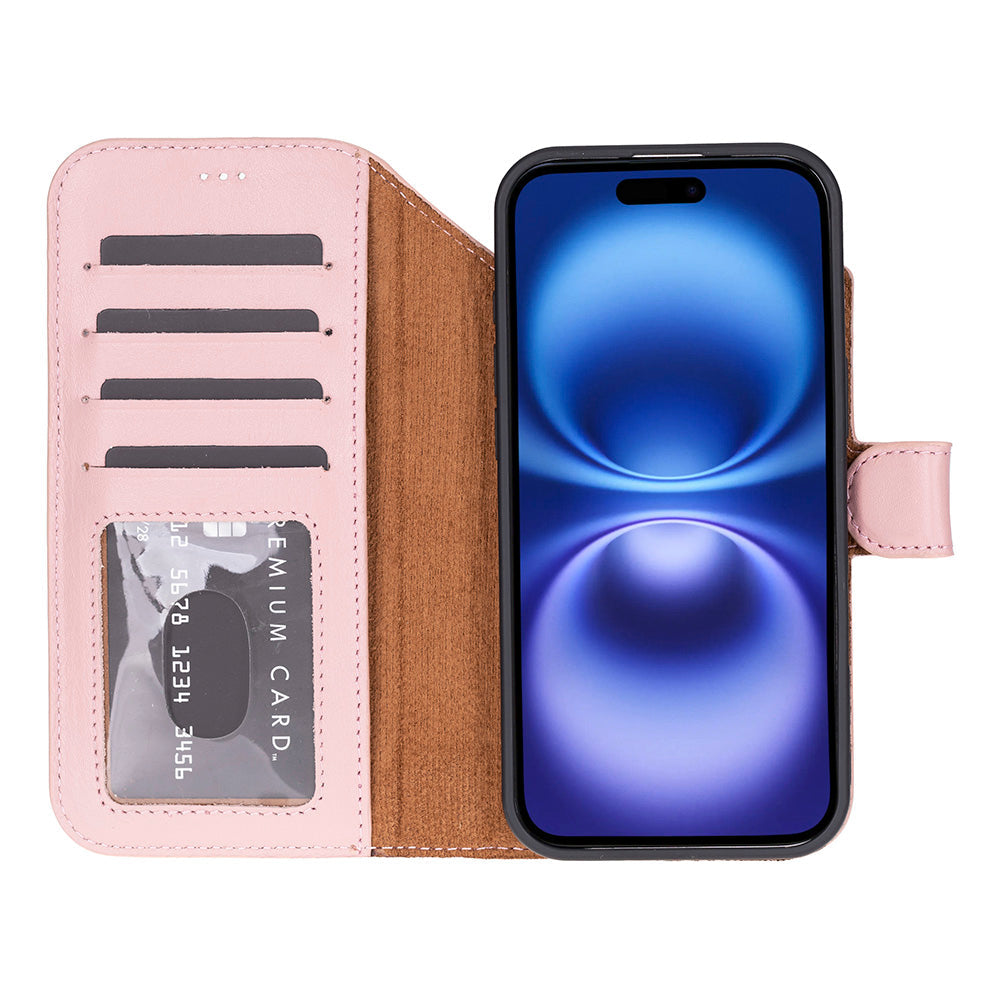 iPhone 17 Air Magicportemonnaie Echtleder Geldbörsenhülle (Rot, Schwarz, Tan, Rosa, Grau, Blau, Braun,)