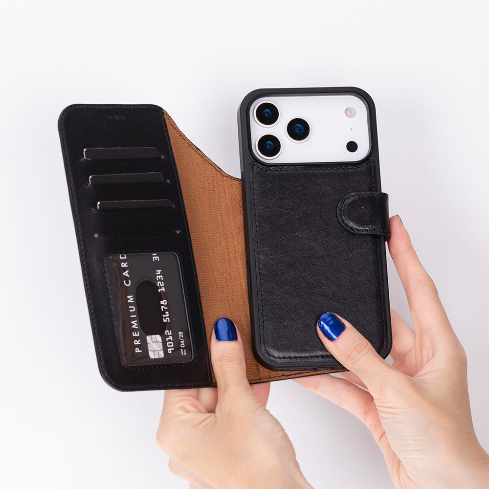 iPhone 17 Pro (6.3") Magicportemonnaie Echtleder Geldbörsenhülle