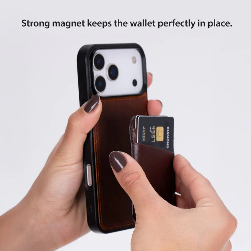 Maggy Fit CC Echtleder MagSafe Kartenhalter Espresso Braun