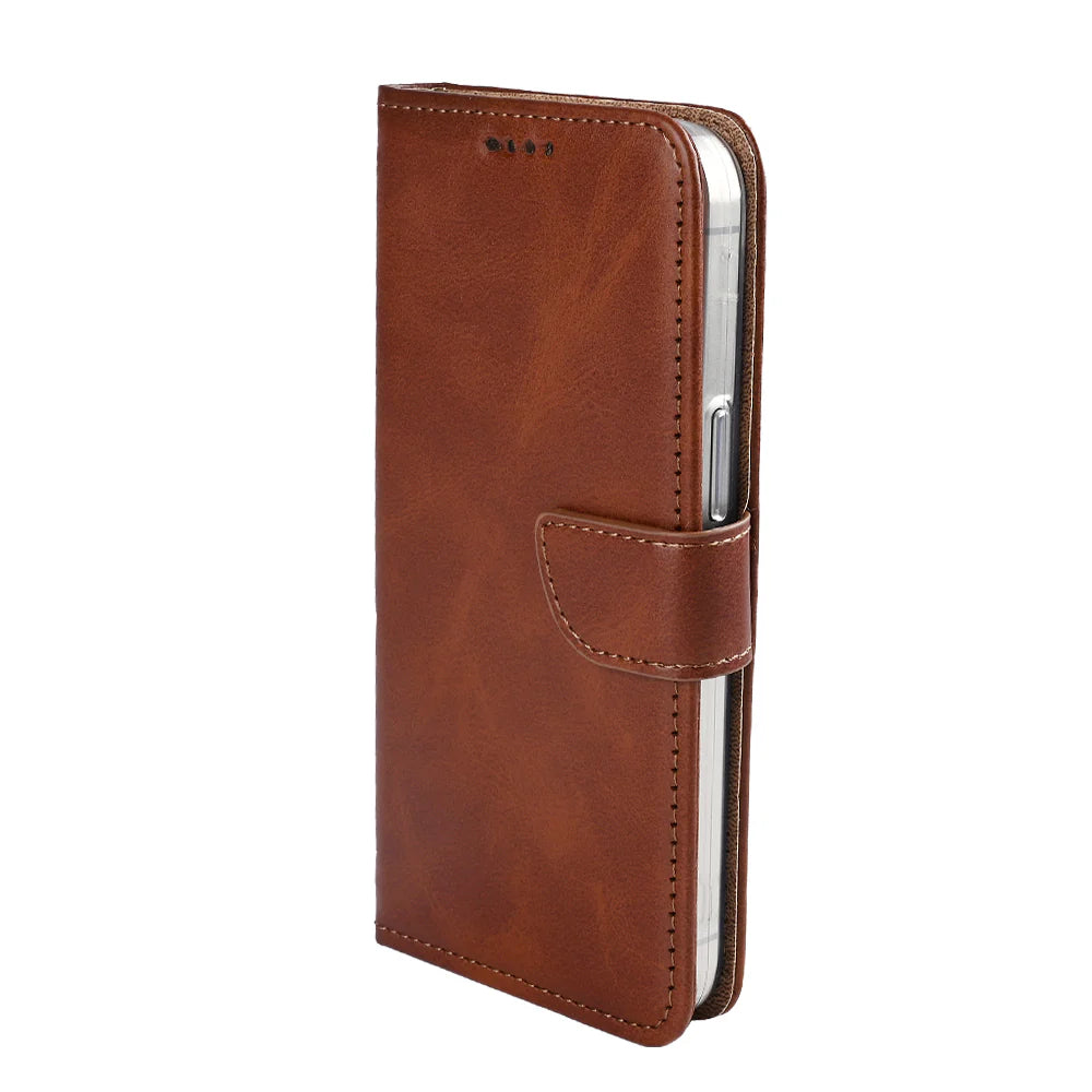Rixus Book Case Wallet Case für iPhone 16e und iPhone 17e Braun