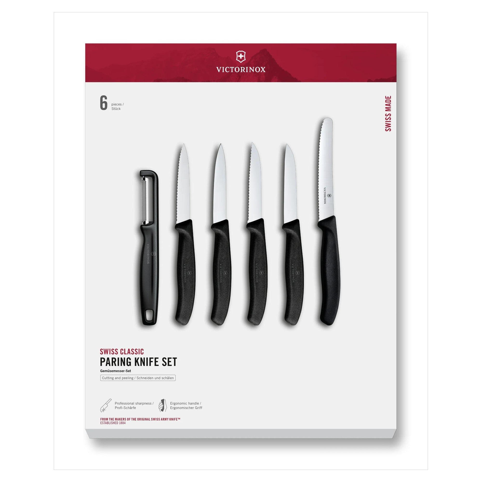 Victorinox Swiss Classic Gemüsemesser-Set mit I-Schäler, 6-teilig, 11 cm