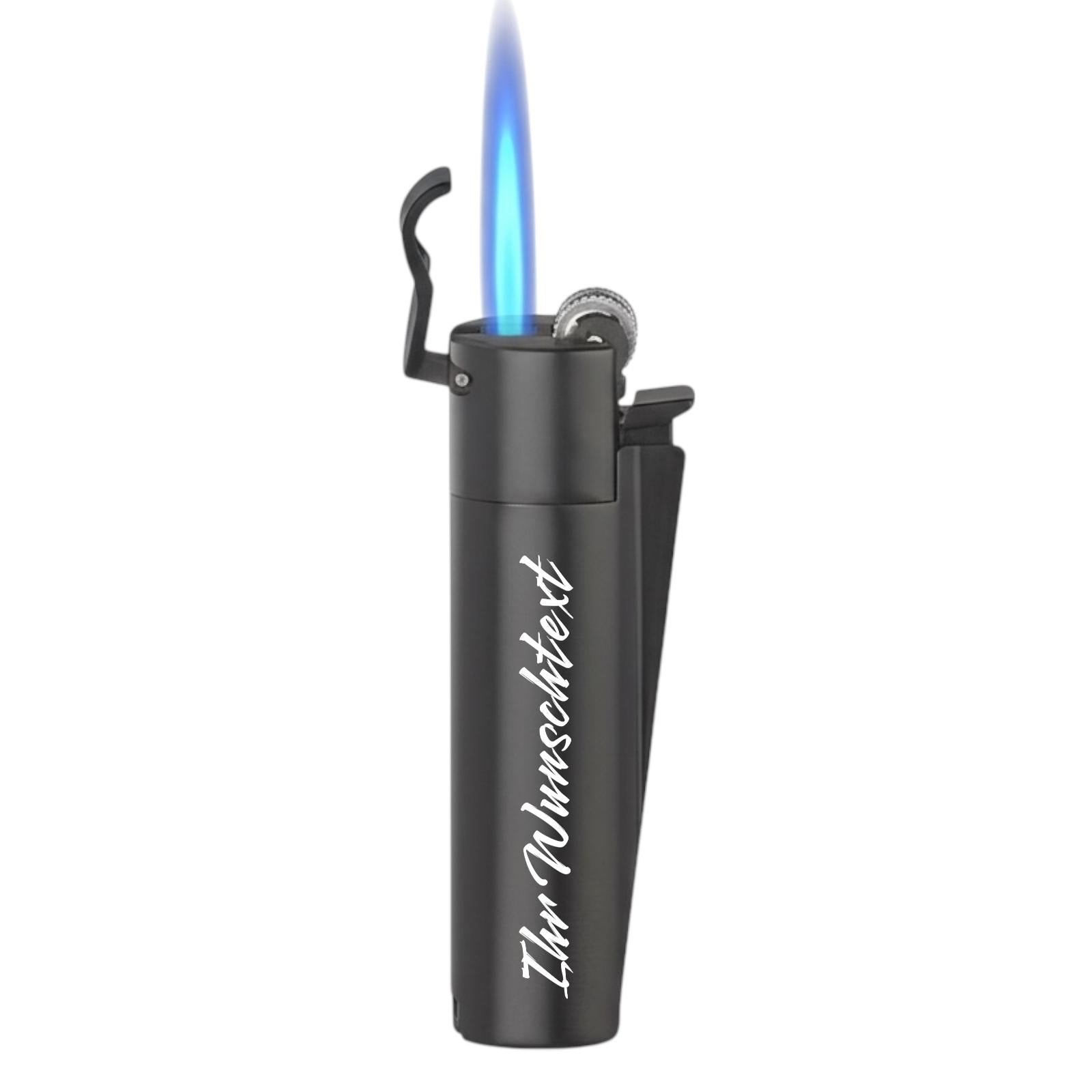 Clipper Metal Jetflame Large ALL BLACK mit Reibrad (Auf Wunsch mit Gravur)