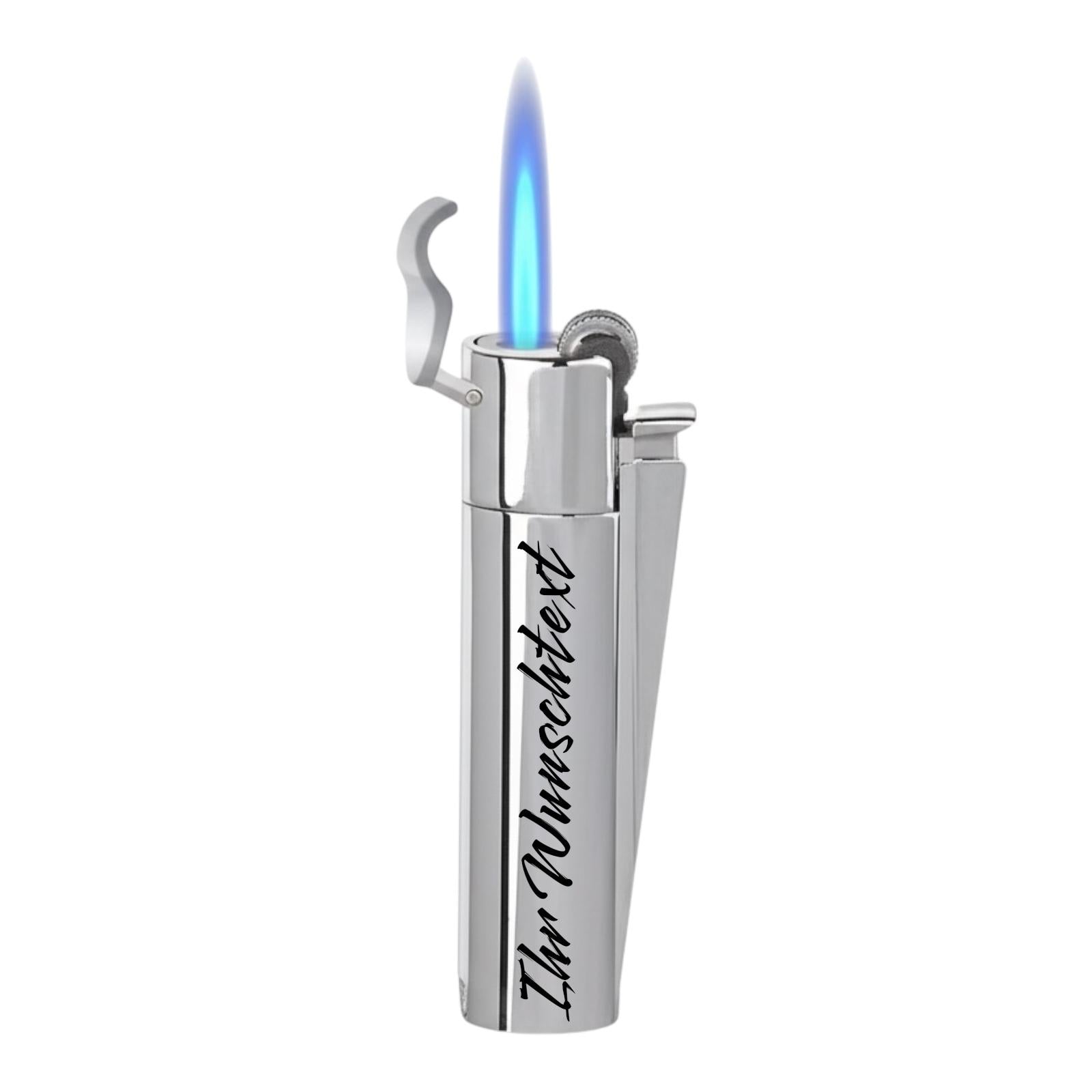 Clipper Metal Jetflame Large SILVER mit Reibrad (Auf Wunsch mit Gravur)
