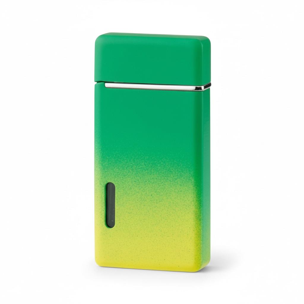 Eurojet Sturmfeuerzeug Rainbow in grün-gelbem Farbverlauf-Design mit Turbo-Flamme.