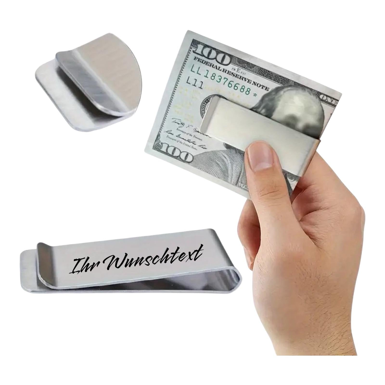Edelstahl Geldclip Chrome Poliert (Auf Wunsch mit Gravur)