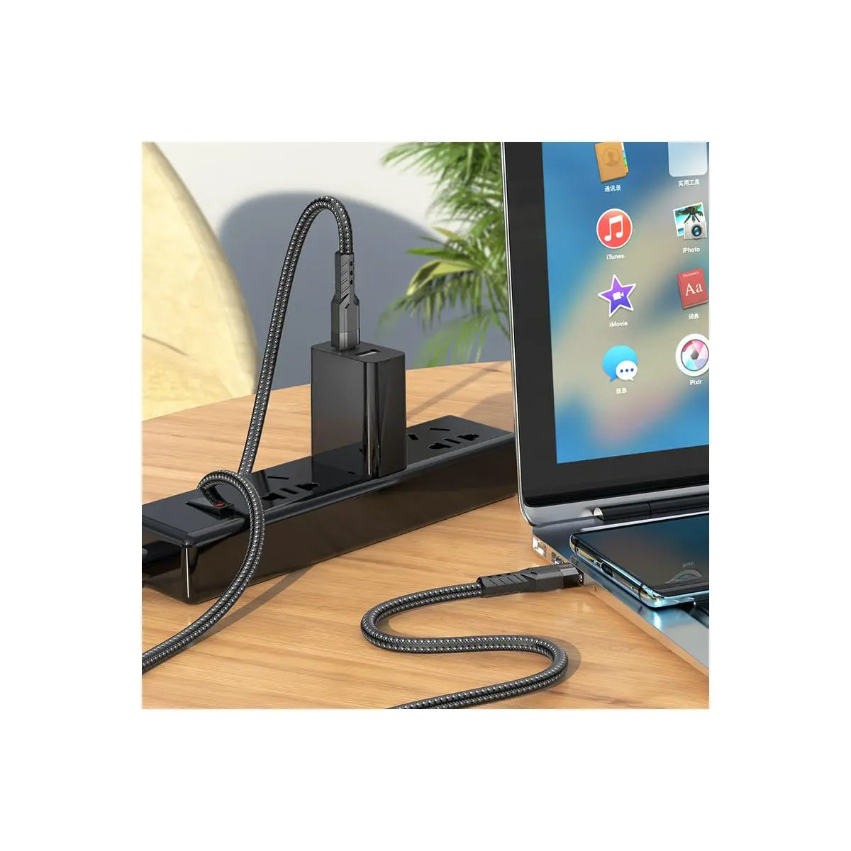 Hoco U110 USB-C auf USB-C Ladekabel 60W – Schnellladen, Nylon-Geflecht, 1.2 m