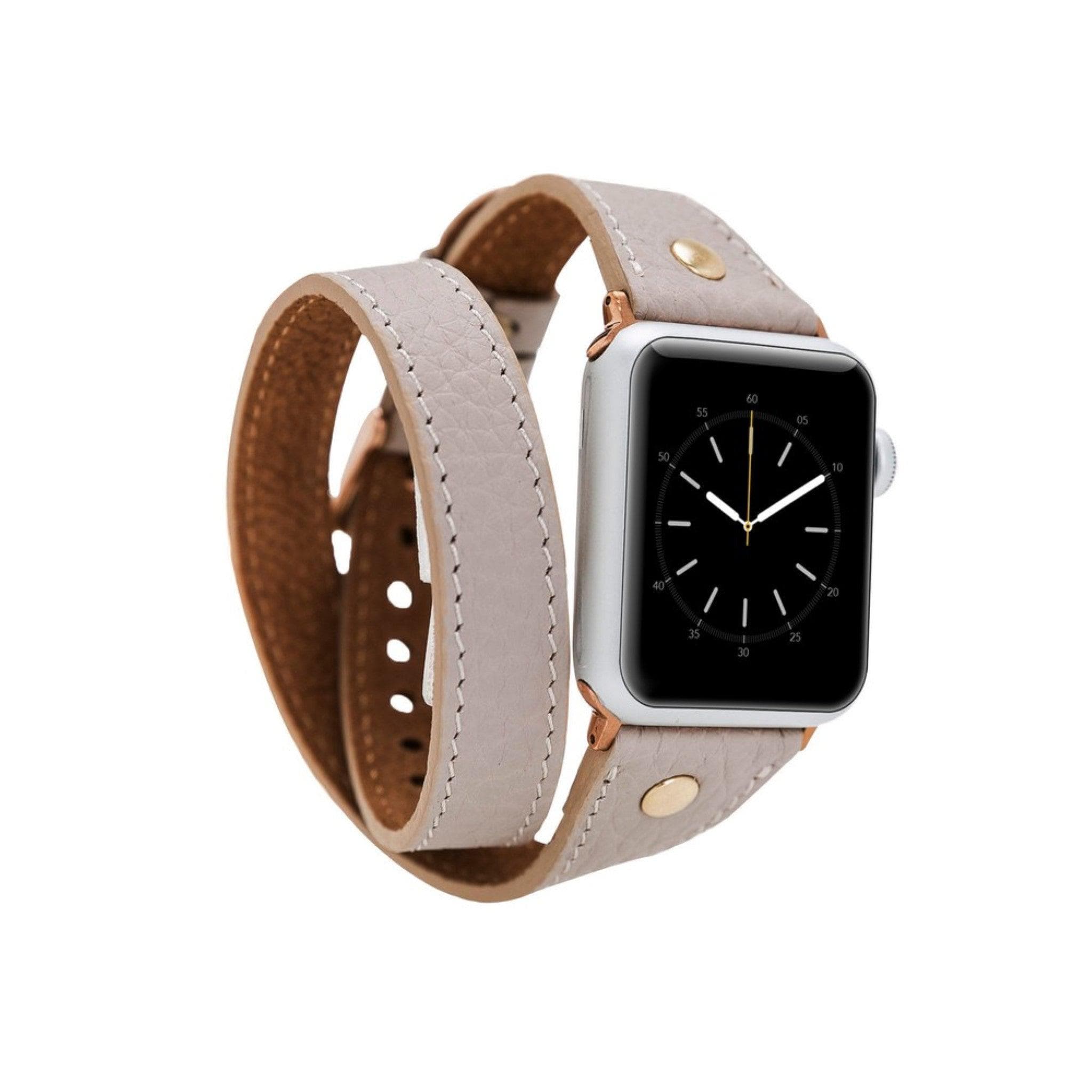 Leeds Double Tour Slim with Gold Bead Apple Watch Leather Straps Bouletta LTD