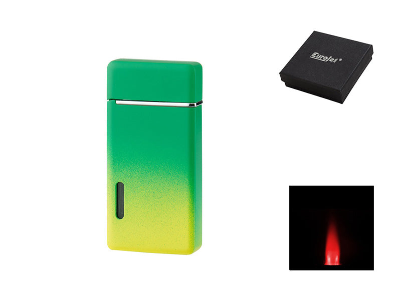 Eurojet Sturmfeuerzeug Rainbow in grün-gelb mit Turbo-Flamme und Geschenkbox