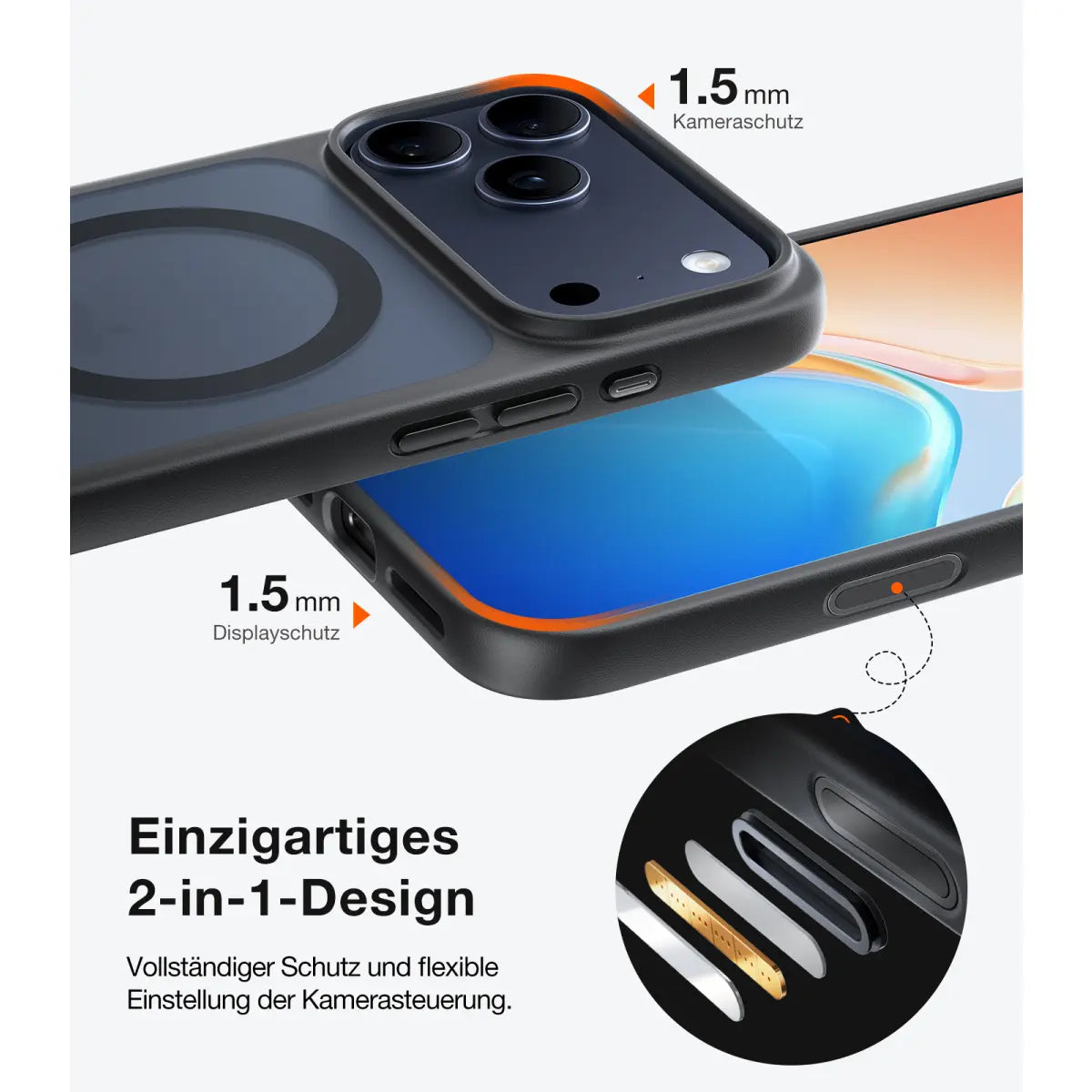 TORRAS – UPRO Ostand Pro Case kompatibel mit MagSafe, Schwarz iPhone 17 Pro Max (Kopie)