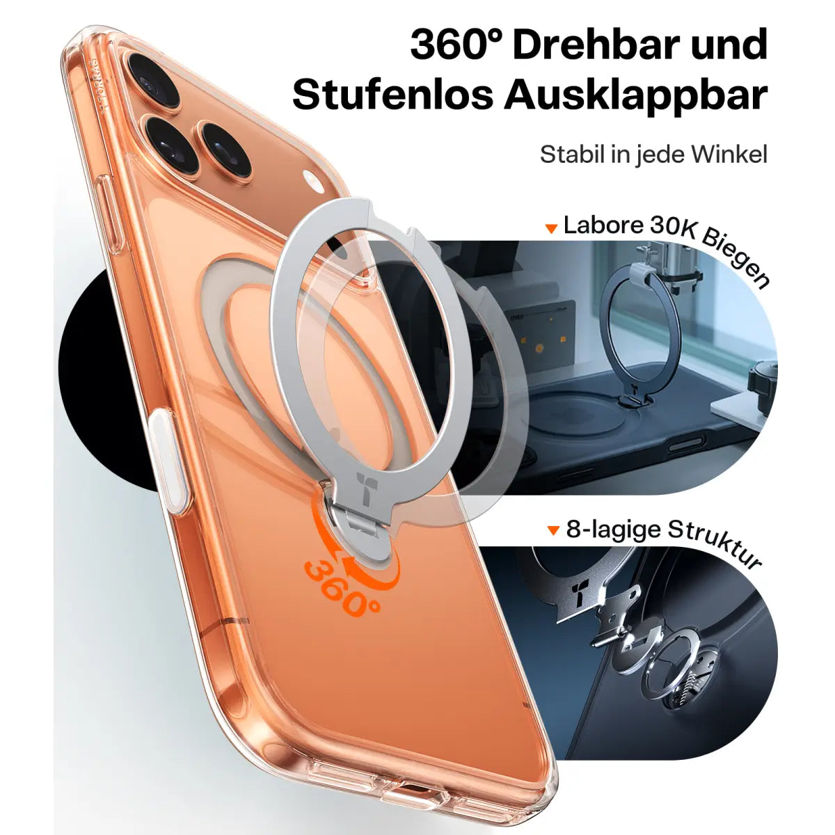TORRAS 360° Spin Case mit MagSafe für iPhone 17 Pro Max Klar