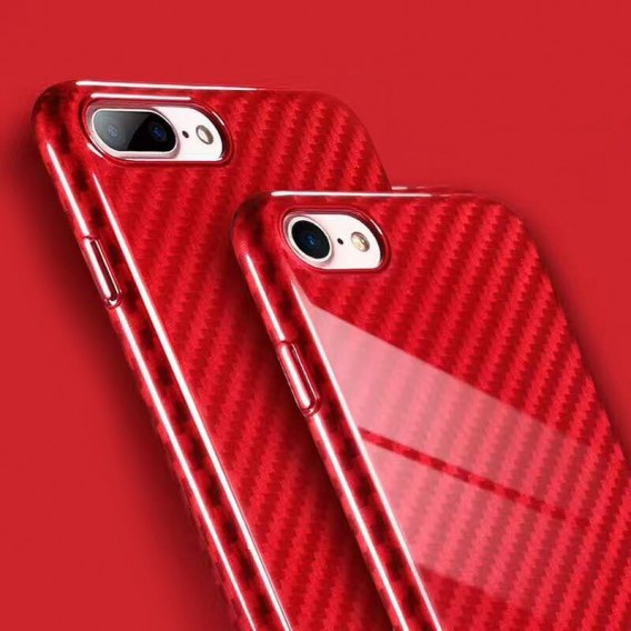 Carbon Textur Cover iPhone 7 Plus Rot